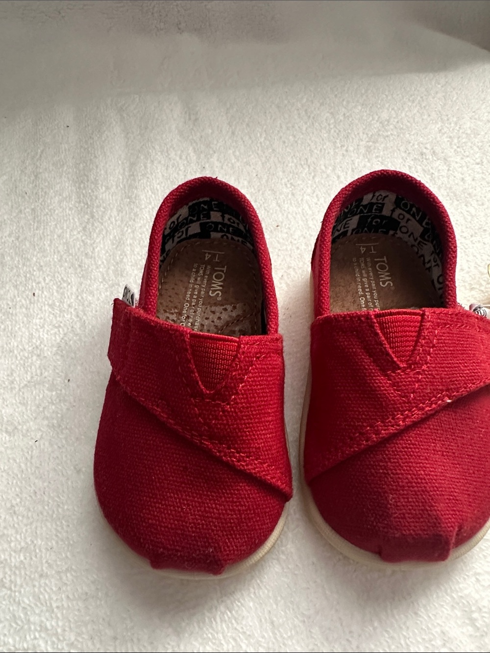 Toms Kids Red Canvas Hook-and-Loop Slip-Ons